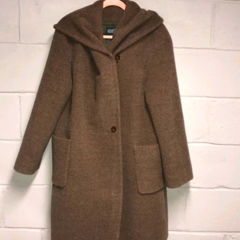 Hillary Radley Alpaca Wool Coat with Hood